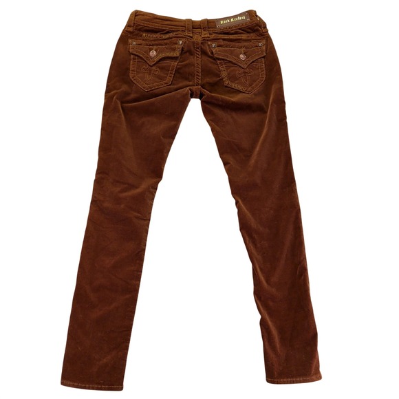 Rock Revival Jen Skinny Corduroy Pants Rust Brown RJ8156S39 Womens Size 29 - Picture 2 of 8